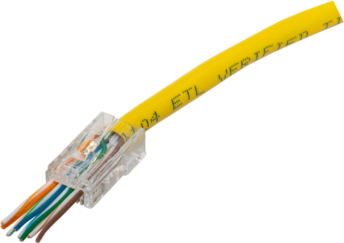 Illustrative image of PXSPDY5b wired to a length of network cable