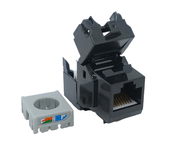 Black, Tool-less Category 6, Keystone socket